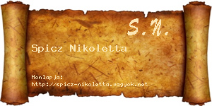 Spicz Nikoletta névjegykártya
